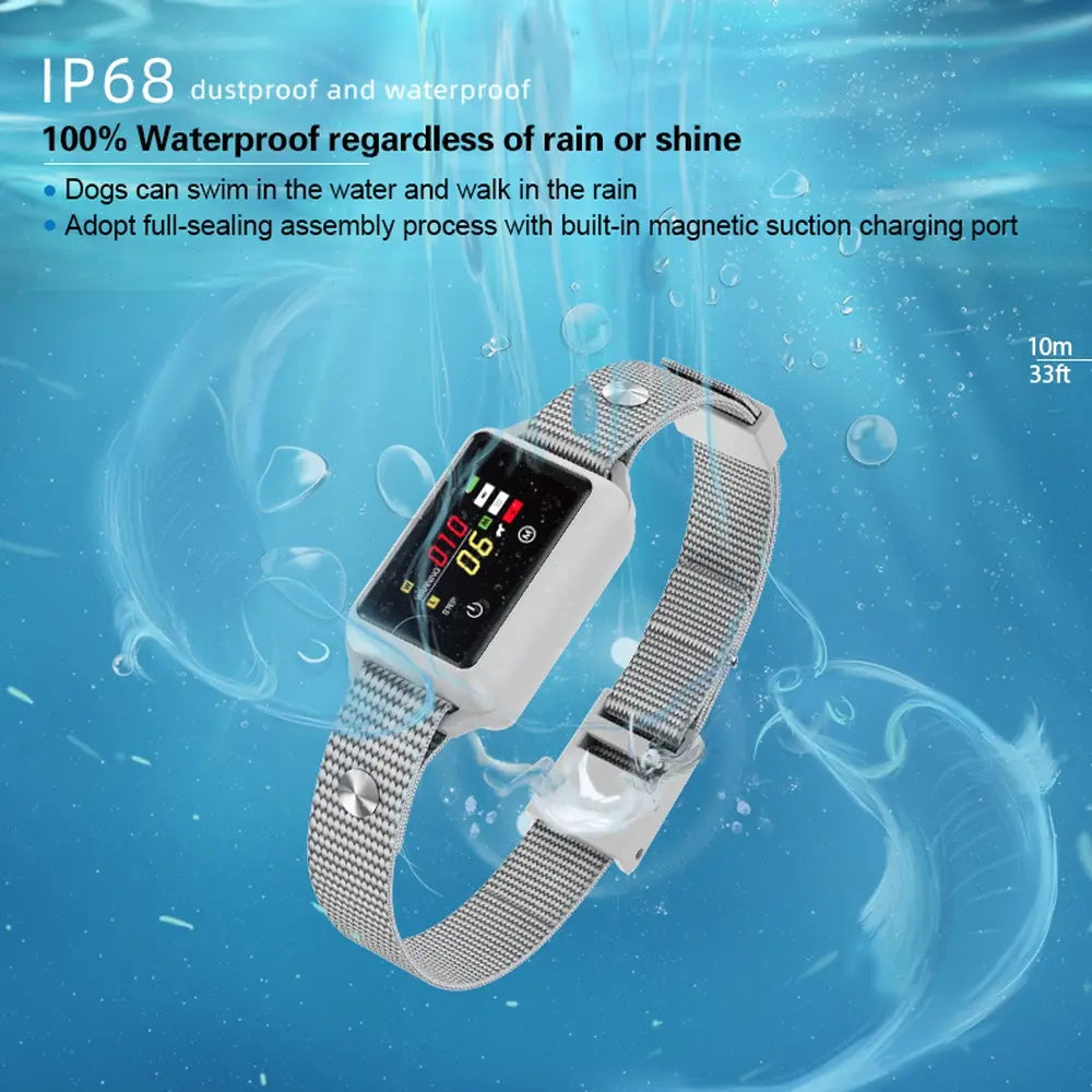 Touch Screen Rechargeable Bark Control Collar with Shock & Vibration