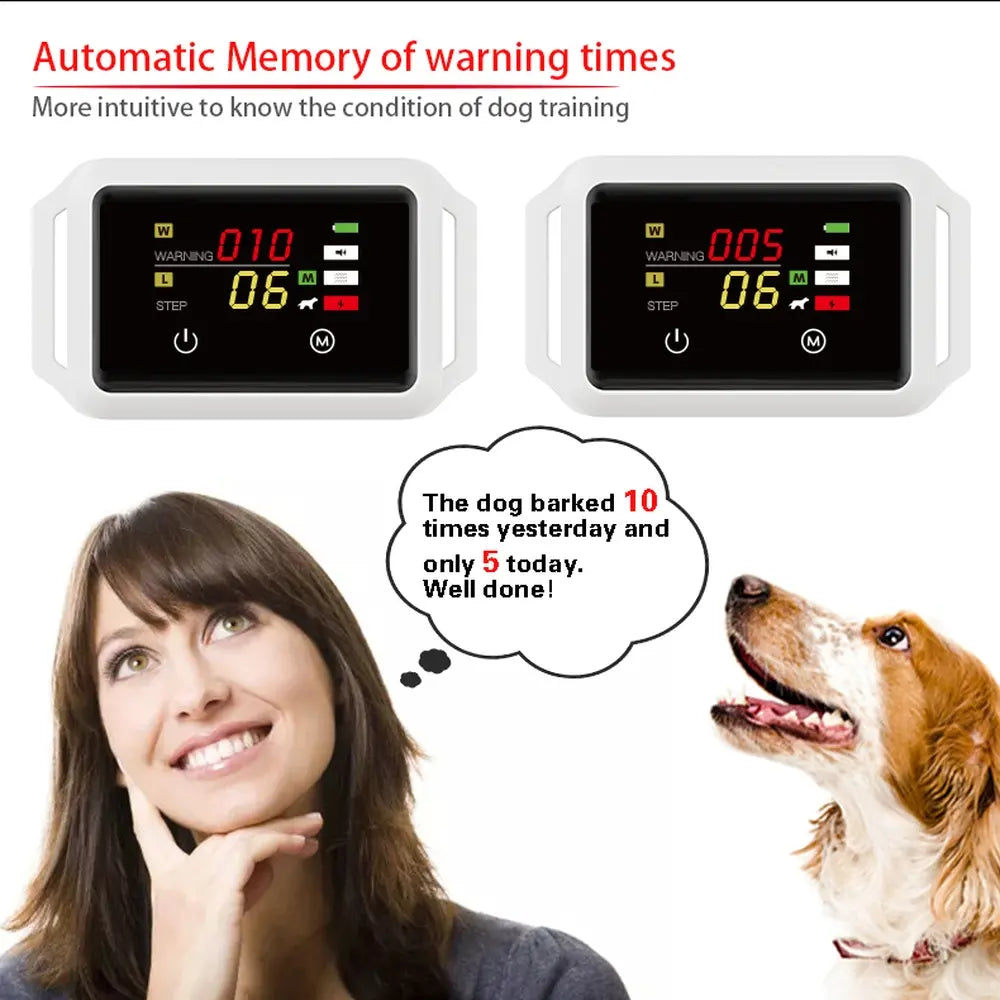 Touch Screen Rechargeable Bark Control Collar with Shock & Vibration