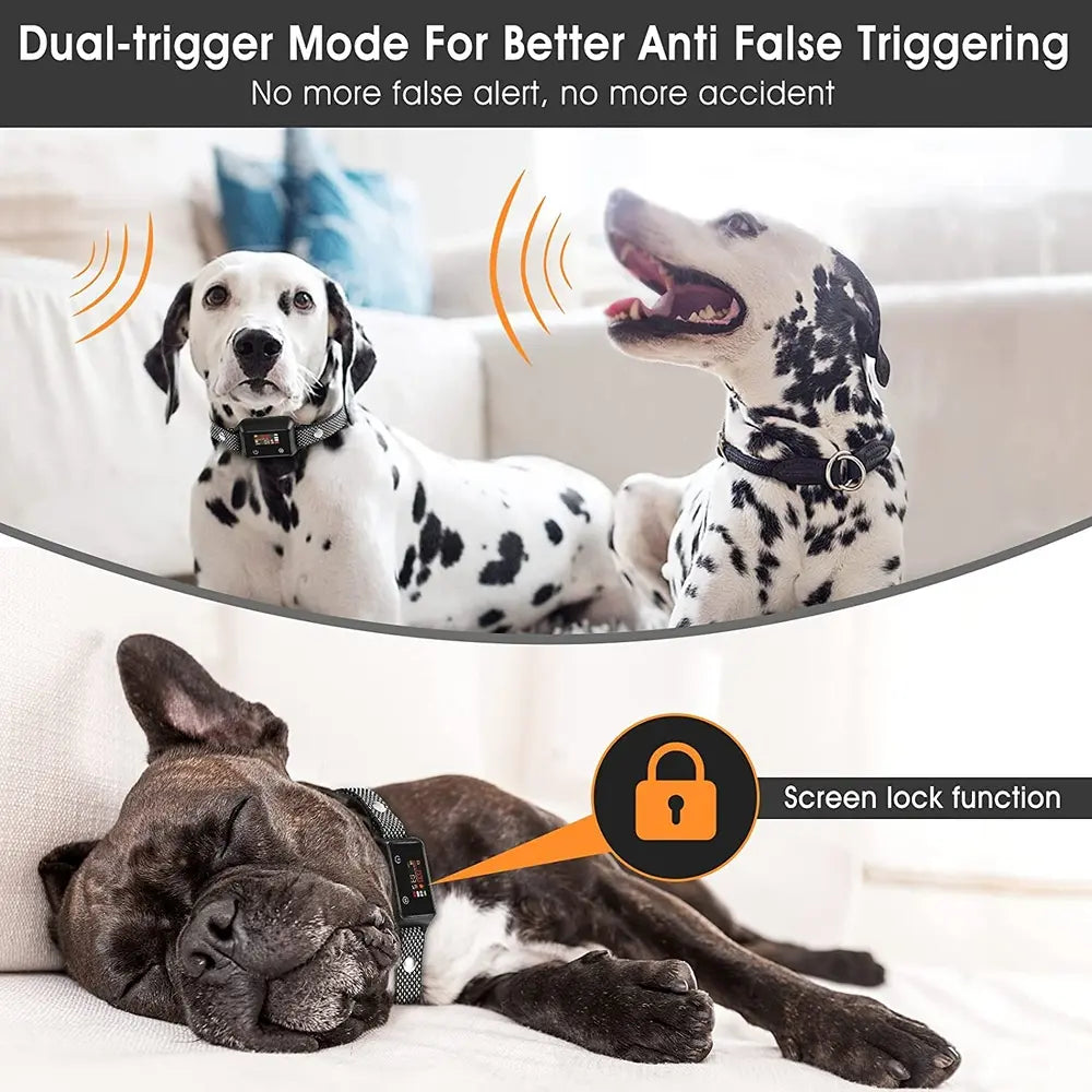 Touch Screen Rechargeable Bark Control Collar with Shock & Vibration