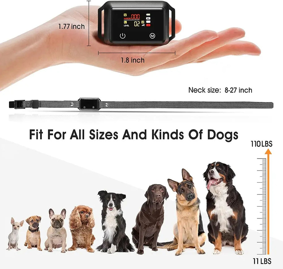 Touch Screen Rechargeable Bark Control Collar with Shock & Vibration