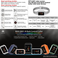 Touch Screen Rechargeable Bark Control Collar with Shock & Vibration