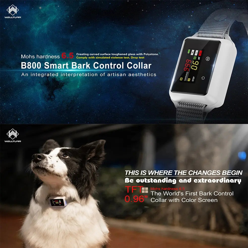 Touch Screen Rechargeable Bark Control Collar with Shock & Vibration