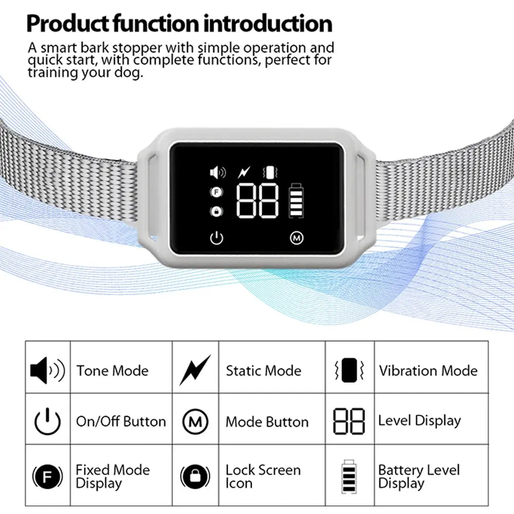 Waterproof Smart Bark Control Collar with Vibrate & Shock