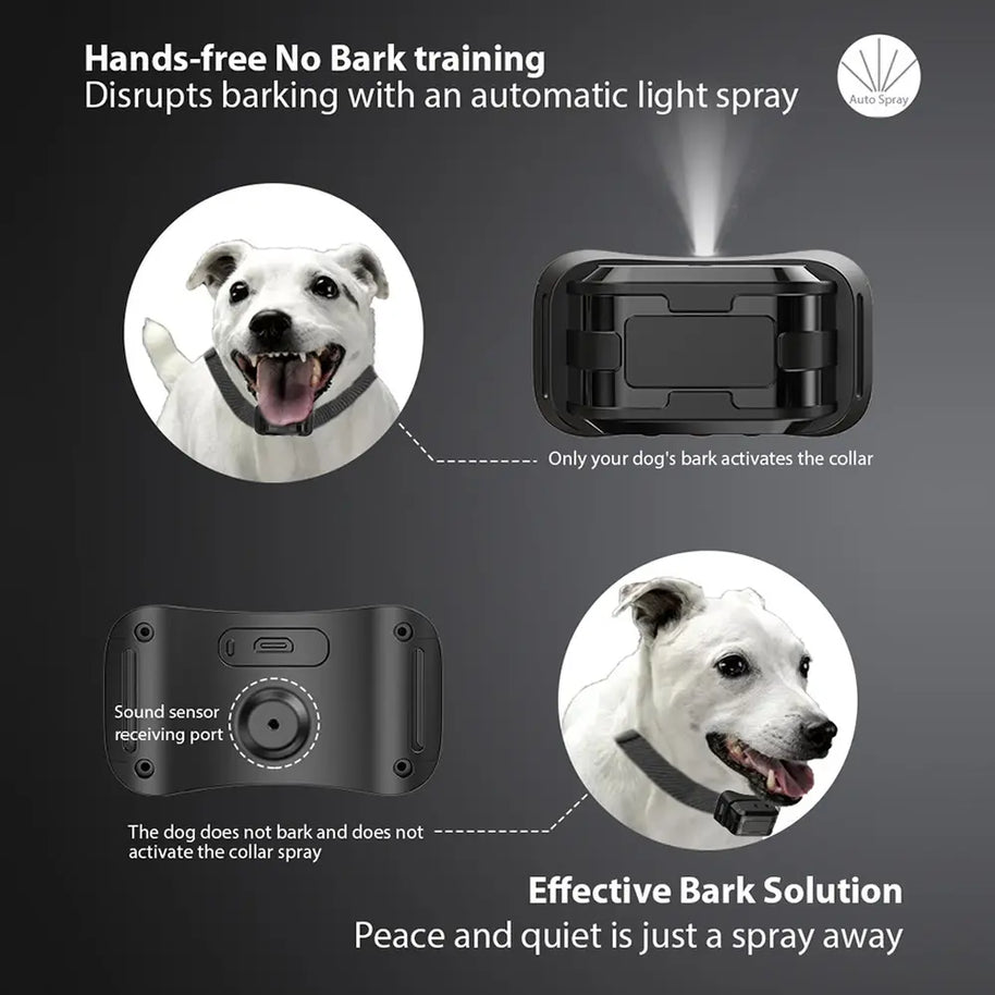 Dog Spray Anti-Bark Collar for Humane Bark Control