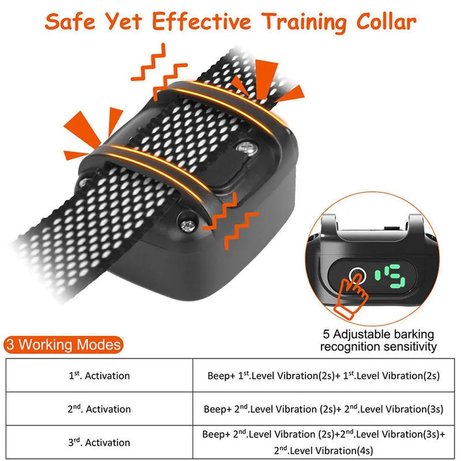 Smart Rechargeable No-Shock Dog Bark Control Collar