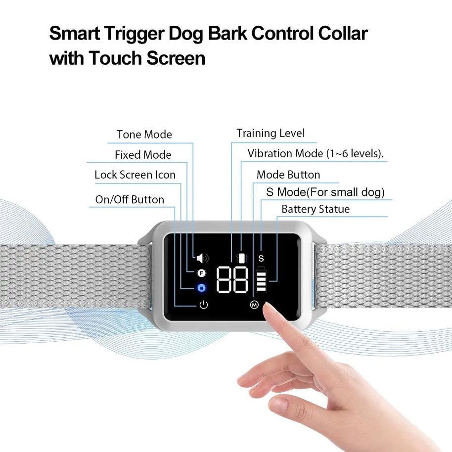 IP68 Waterproof Touch Screen Smart Anti-Bark Dog Collar