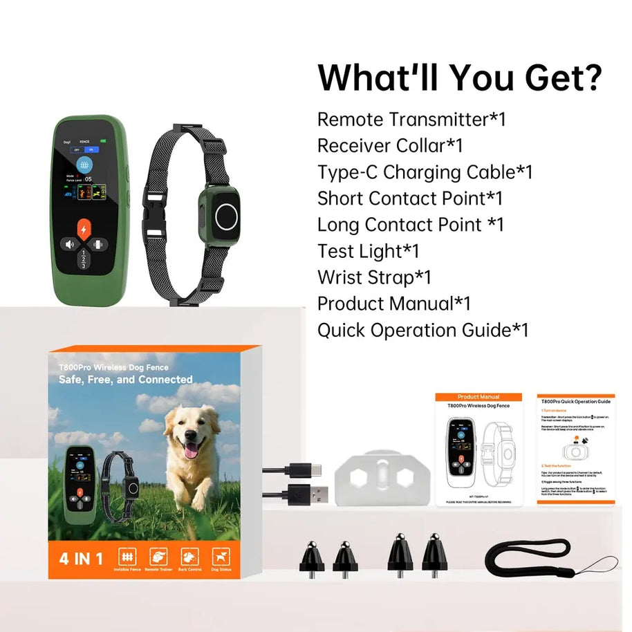 3300ft Wireless GPS Electric Dog Fence & Training Collar