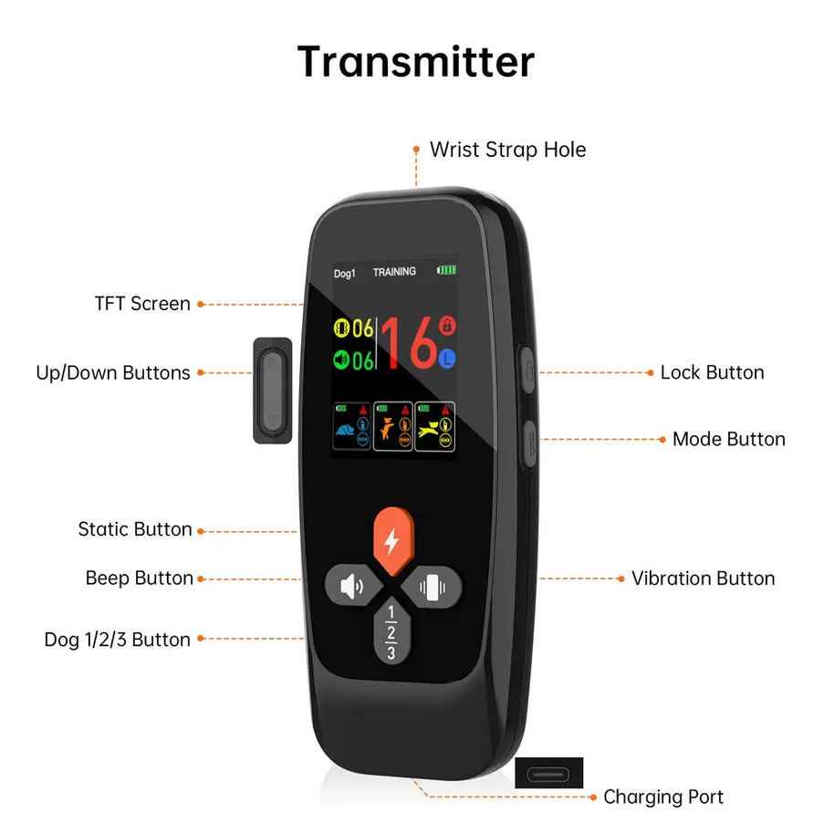 3280FT Waterproof Rechargeable E-Collar 3 Training Modes