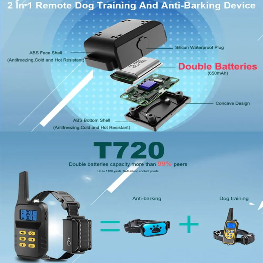 T720 Remote Dog Training Collar with Bark Control