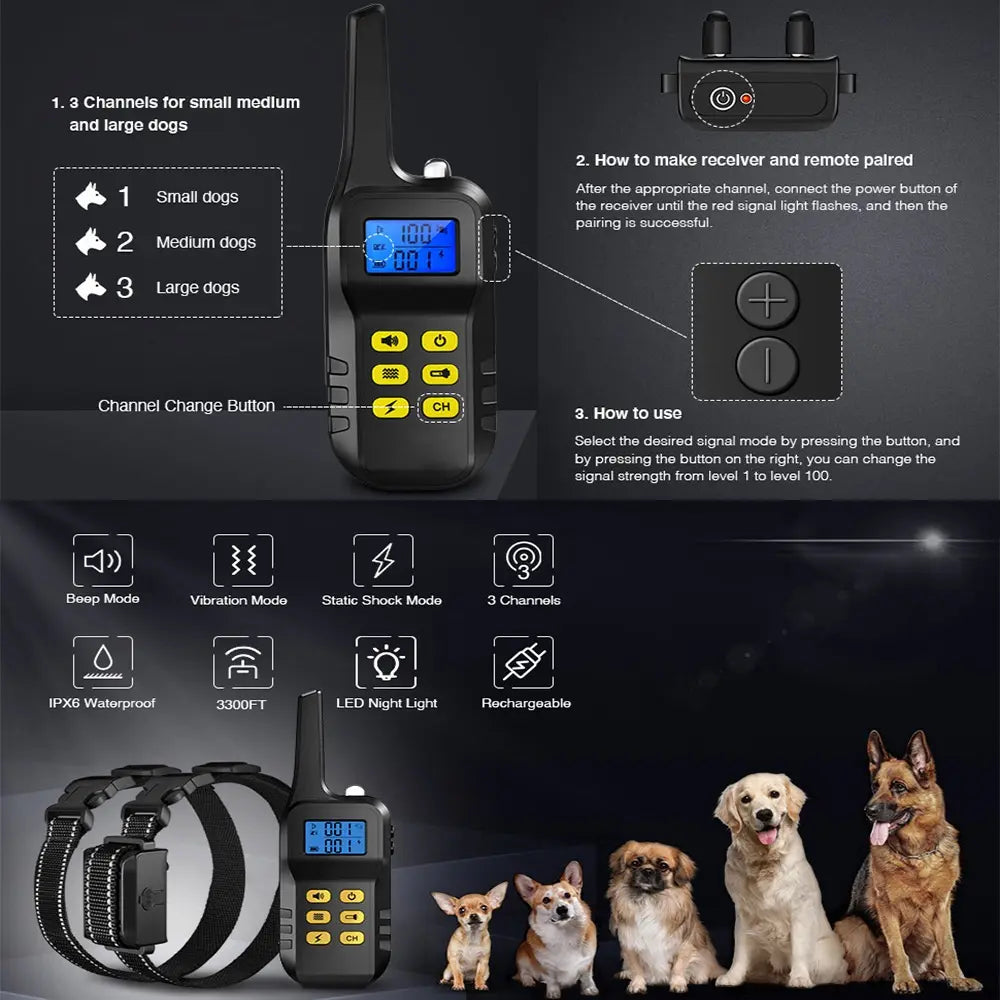 T720 Remote Dog Training Collar with Bark Control