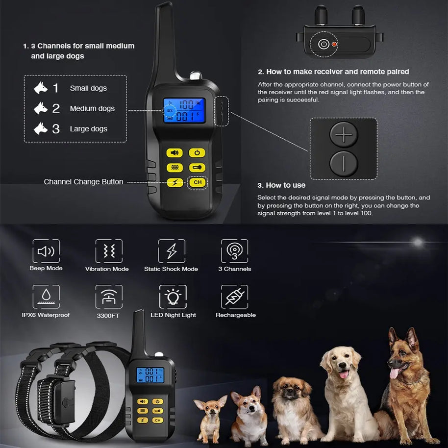 T720 Remote Dog Training Collar with Bark Control