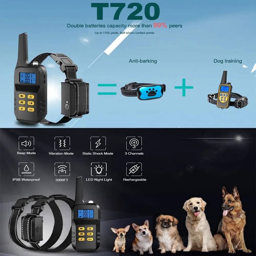 Waterproof Dog Training Collar with Beep Vibration & Shock
