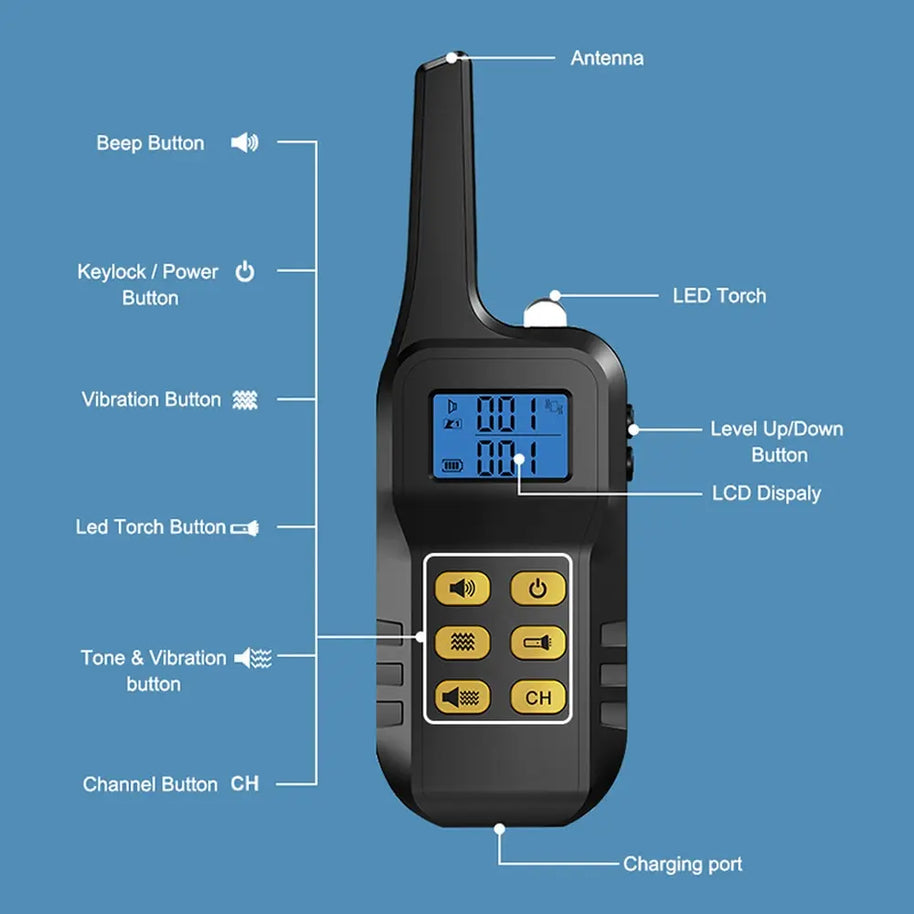 Waterproof Dog Training Collar with Beep Vibration & Shock