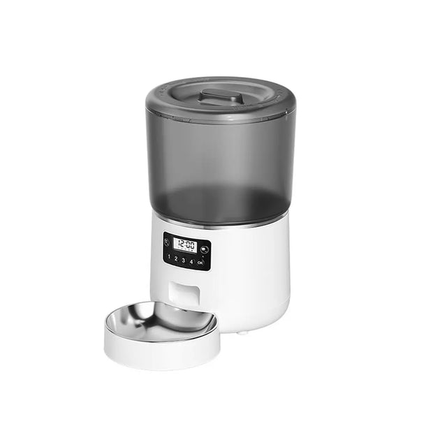 4L Black Automatic Pet Feeder with 304 Stainless Steel Bowl