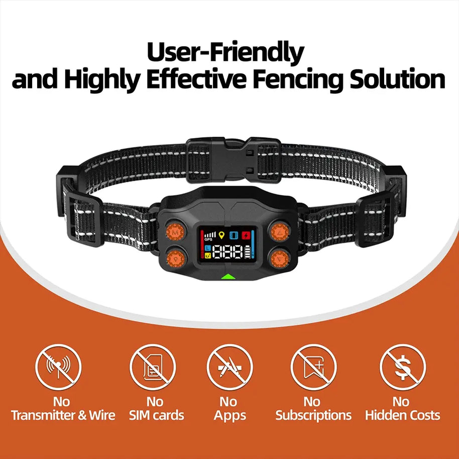 IPX7 Waterproof GPS Wireless Dog Fence & Shock Collar