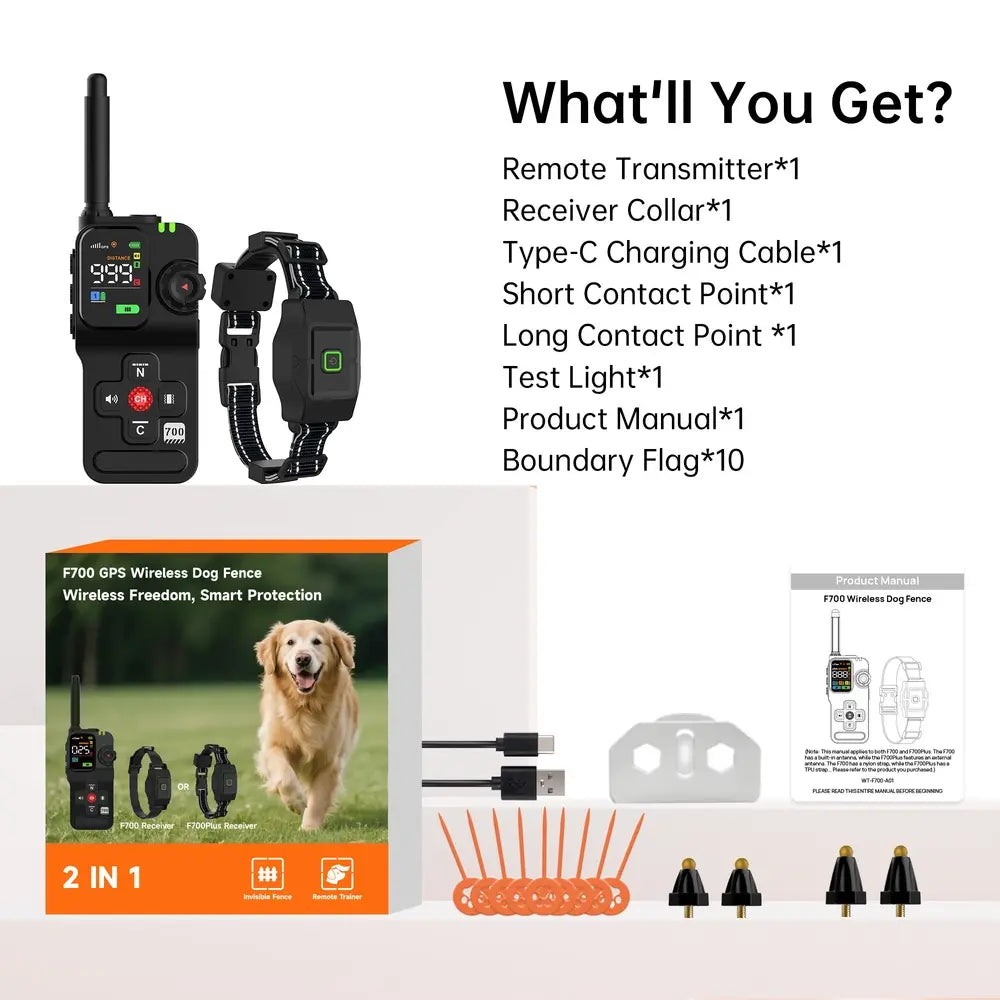 Wireless GPS Dog Fence System with 3 Collars