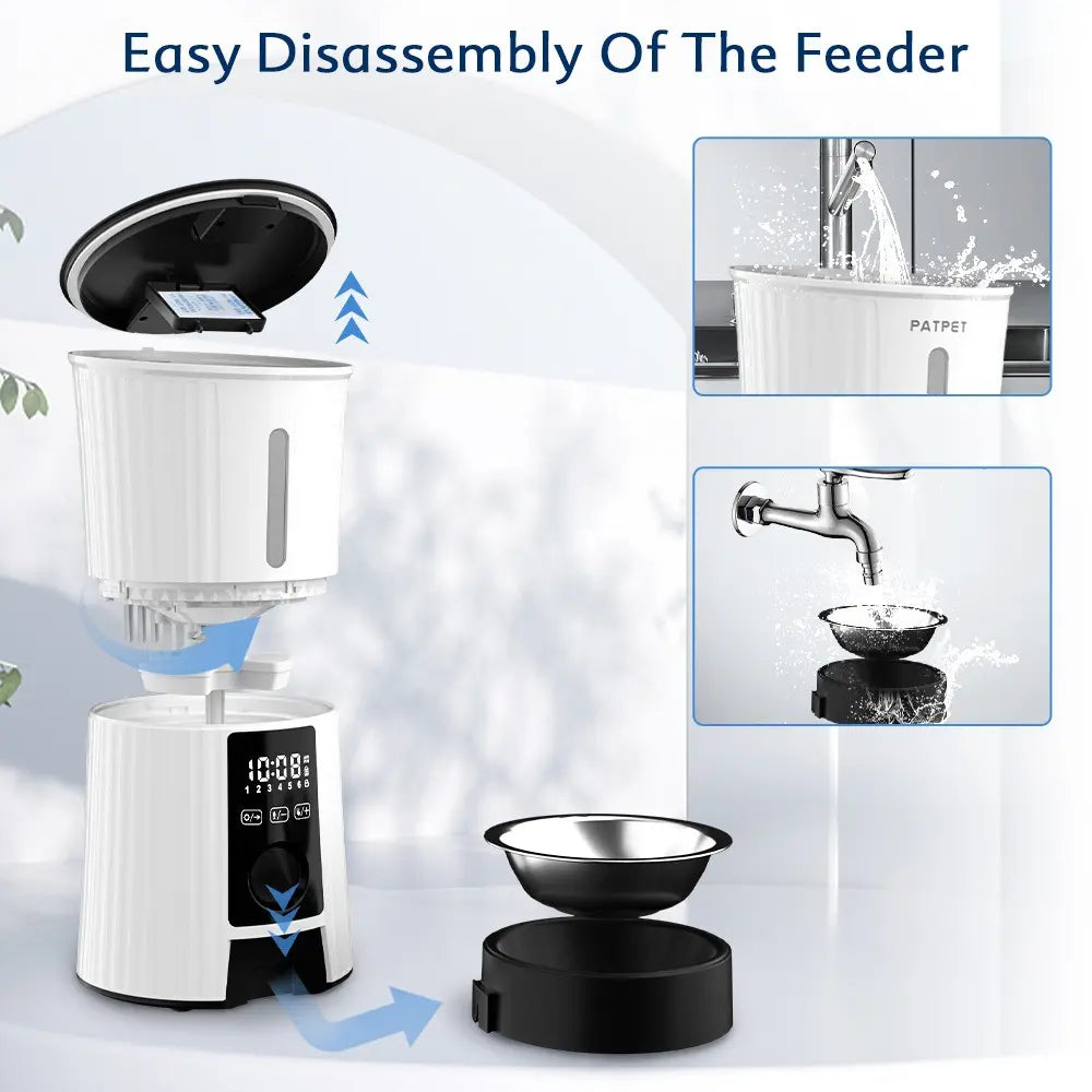 4L Auto Pet Feeder with Manual & Timed Modes, Steel Bowl