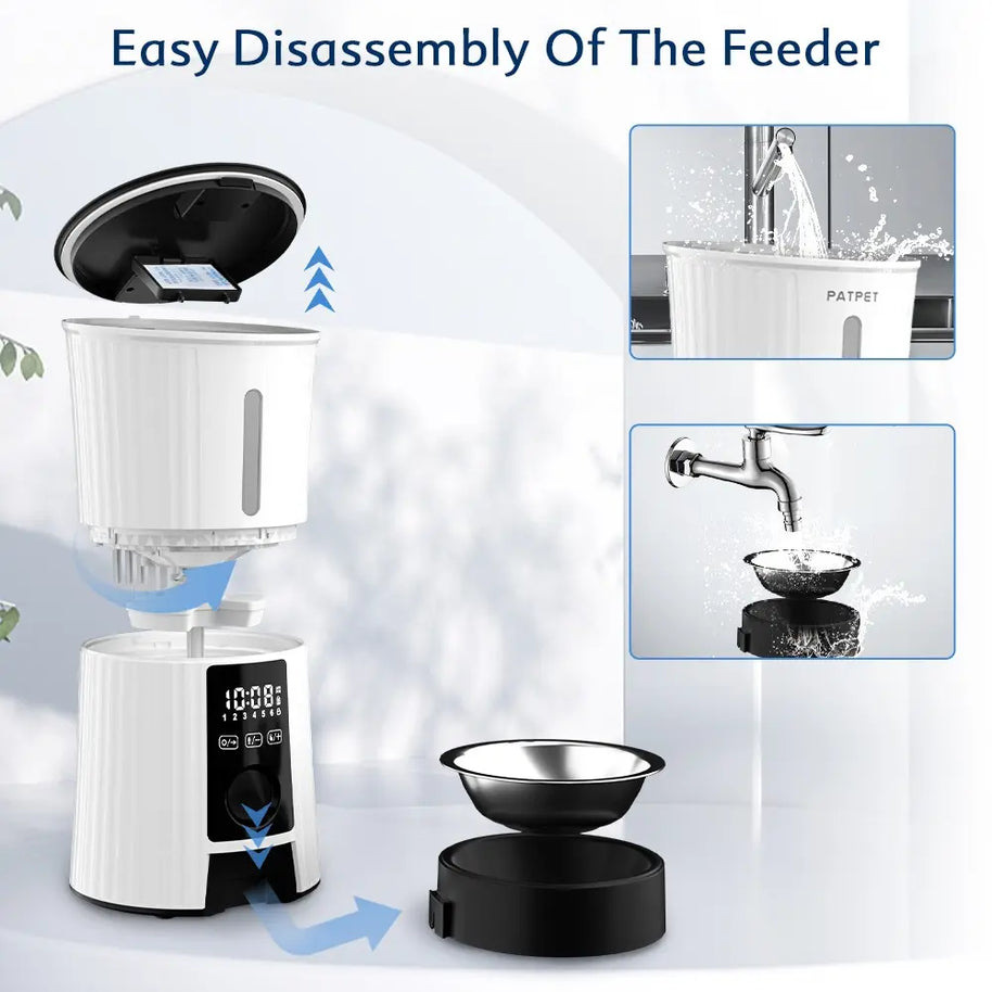 4L Auto Pet Feeder with Manual & Timed Modes, Steel Bowl