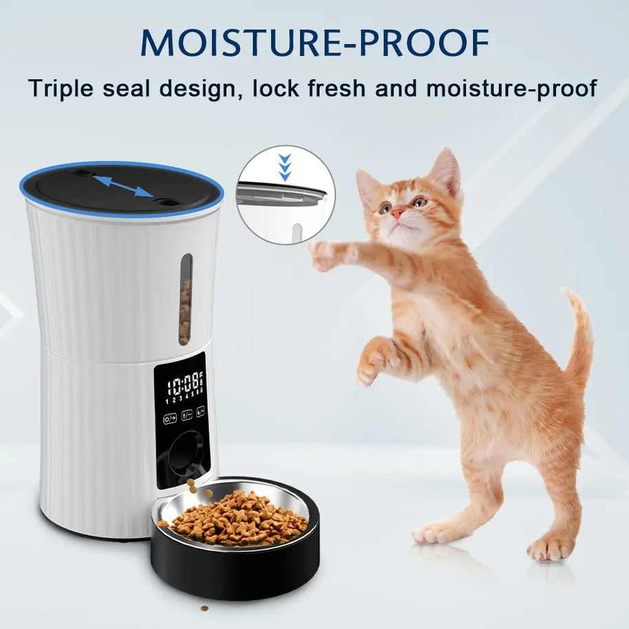 4L Auto Pet Feeder with Manual & Timed Modes, Steel Bowl