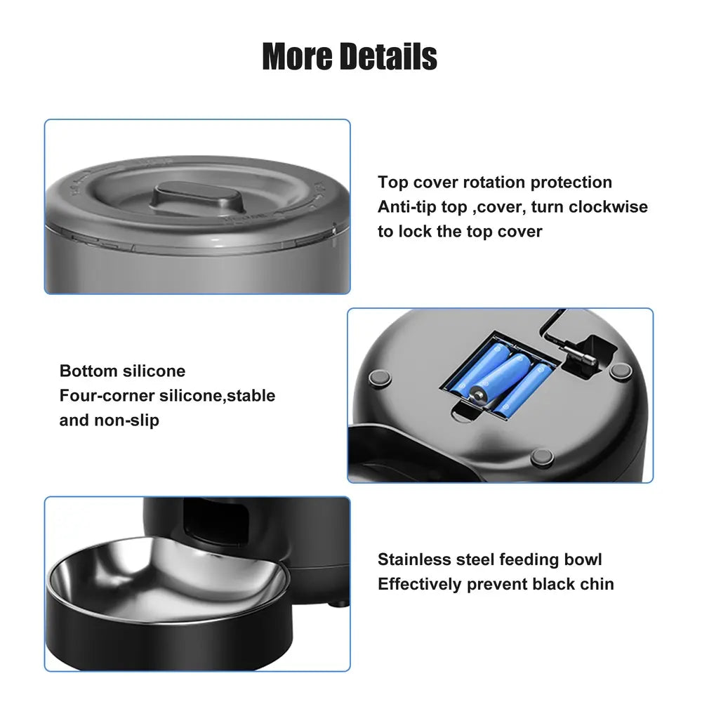 4L Automatic Timed Pet Feeder with Stainless Steel Bowl