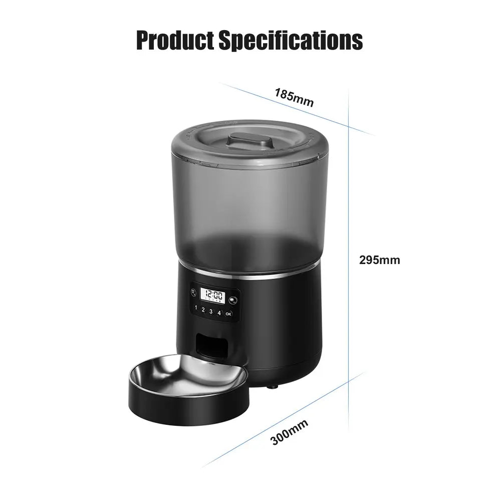 4L Automatic Timed Pet Feeder with Stainless Steel Bowl