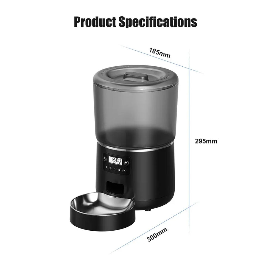 4L Automatic Timed Pet Feeder with Stainless Steel Bowl