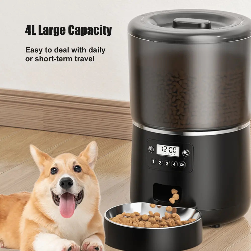 4L Automatic Timed Pet Feeder with Stainless Steel Bowl