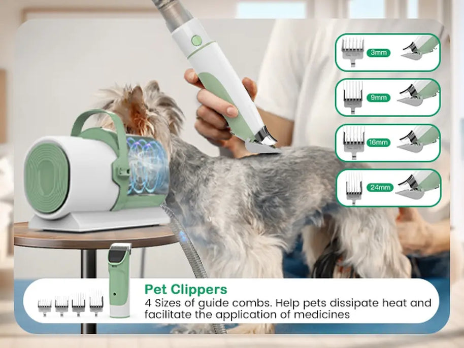 2.5L Pet Grooming Vacuum Kit with Clipper & Nail Grinder