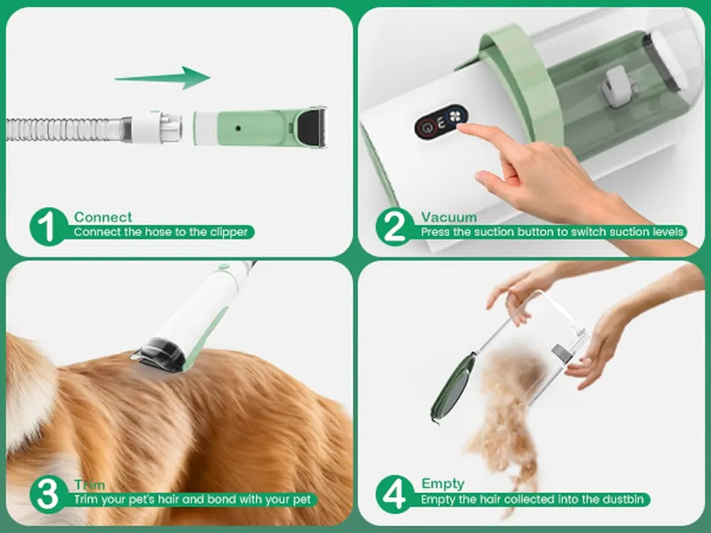 2.5L Pet Grooming Vacuum Kit with Clipper & Nail Grinder