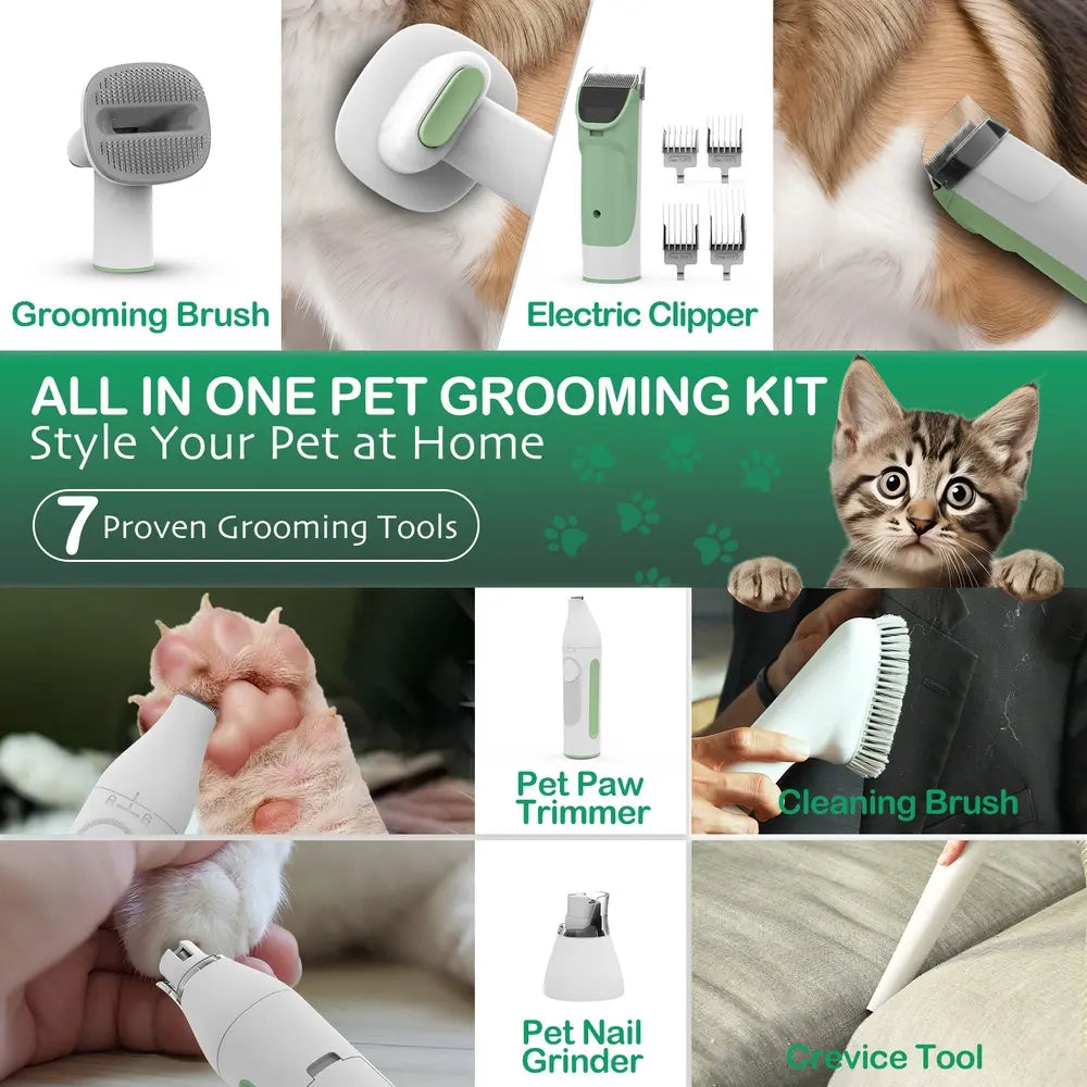 2.5L Pet Grooming Vacuum Kit with Clipper & Nail Grinder