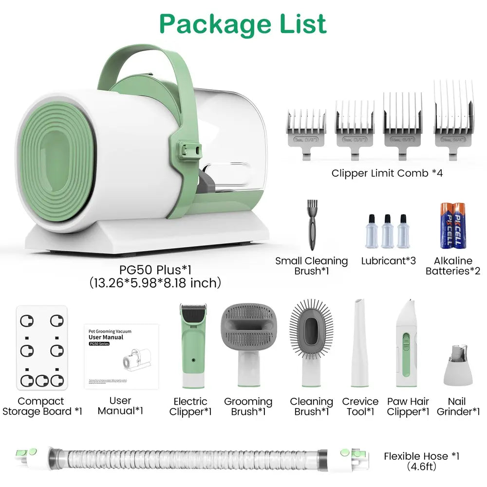 2.5L Pet Grooming Vacuum Kit with Clipper & Nail Grinder