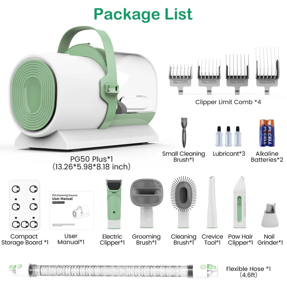 2.5L Pet Grooming Vacuum Kit with Clipper & Nail Grinder