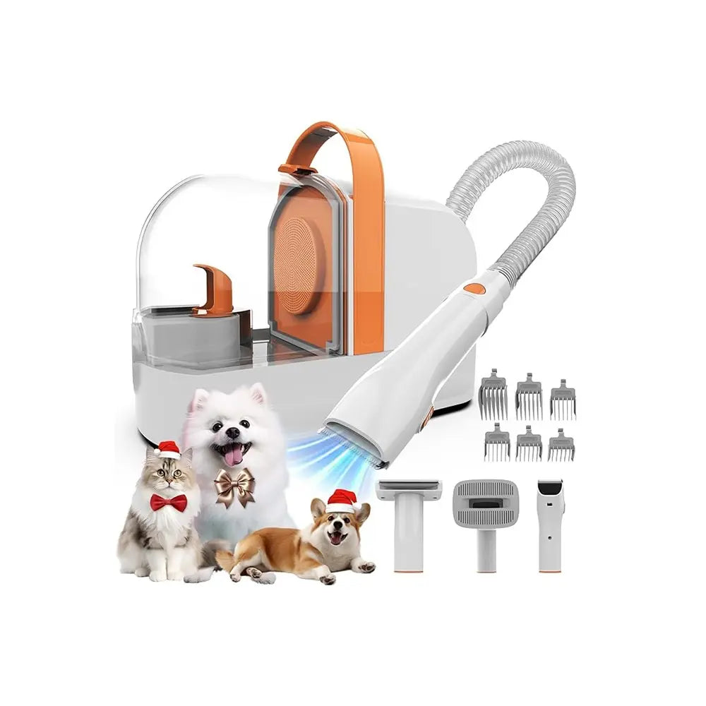 Portable Pet Grooming Vacuum Kit with Clipper & Dryer