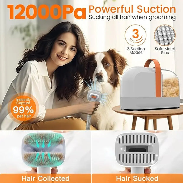 Portable Pet Grooming Vacuum Kit with Clipper & Dryer