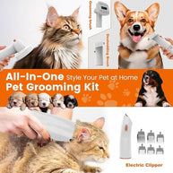 Portable Pet Grooming Vacuum Kit with Clipper & Dryer
