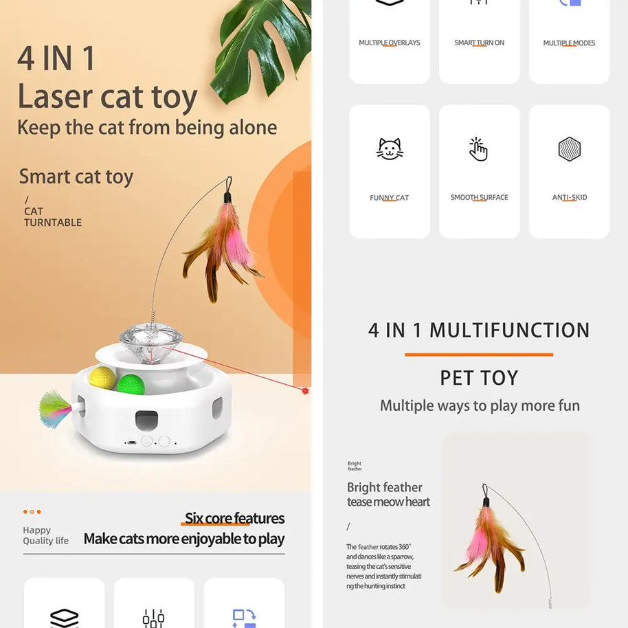 4 in 1 Smart Dancing Butterfly Interactive Cat Toy