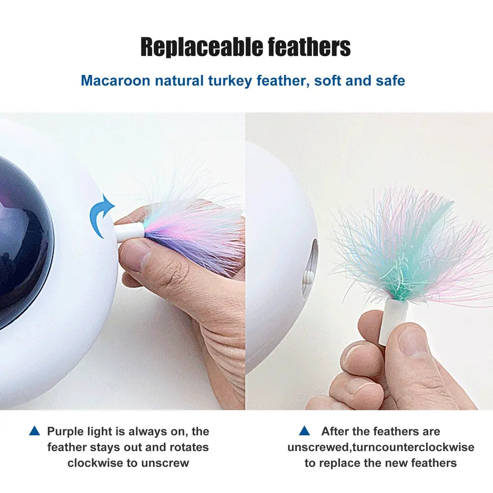 Automatic Interactive Feather Teaser Toy for Indoor Cats