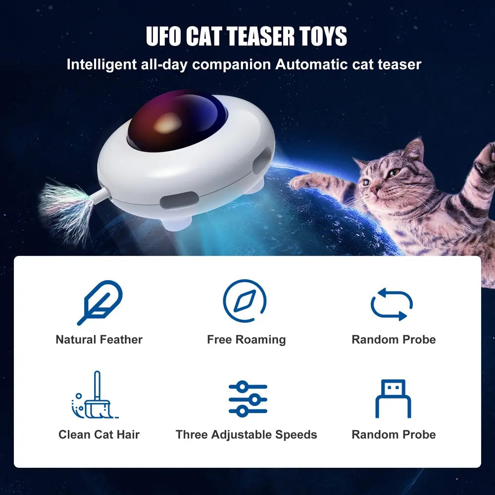 Automatic Interactive Feather Teaser Toy for Indoor Cats