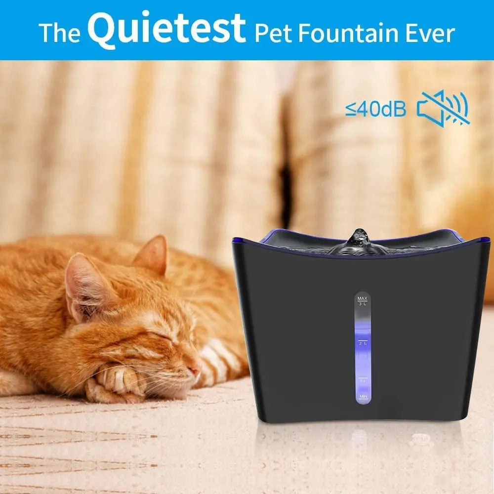 101oz Whisper-Quiet Cat Water Fountain with LED & Filter