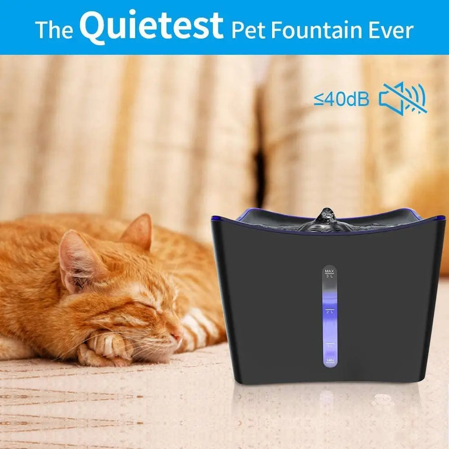 101oz Whisper-Quiet Cat Water Fountain with LED & Filter