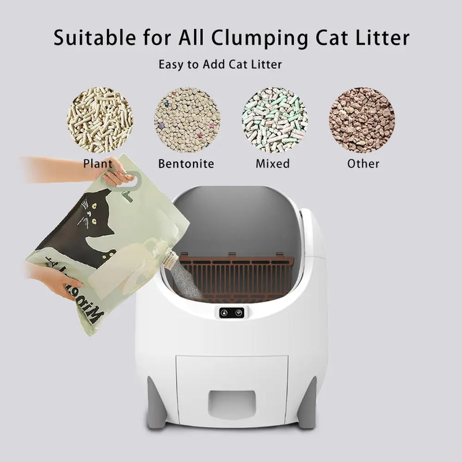 Open-Top Self-Cleaning Cat Litter Box 15L Capacity