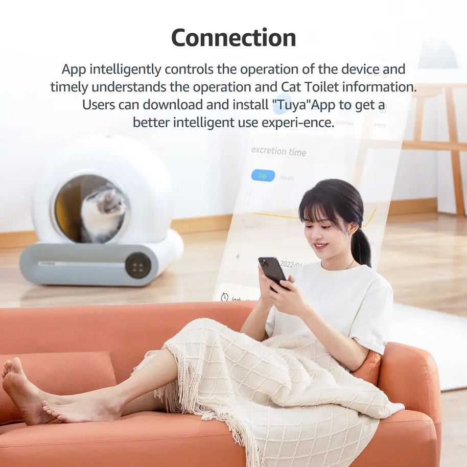 65L Smart Self-Cleaning Cat Litter Box with App Control