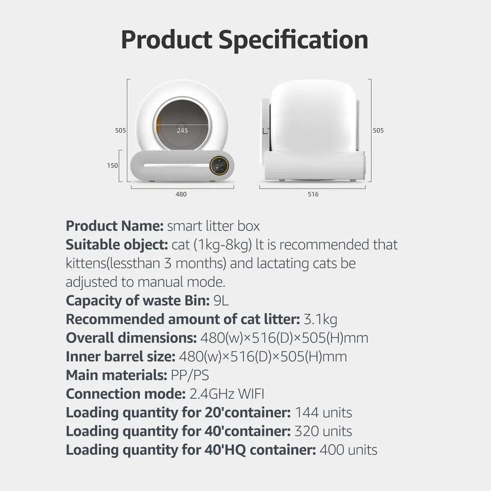 65L Smart Self-Cleaning Cat Litter Box with App Control