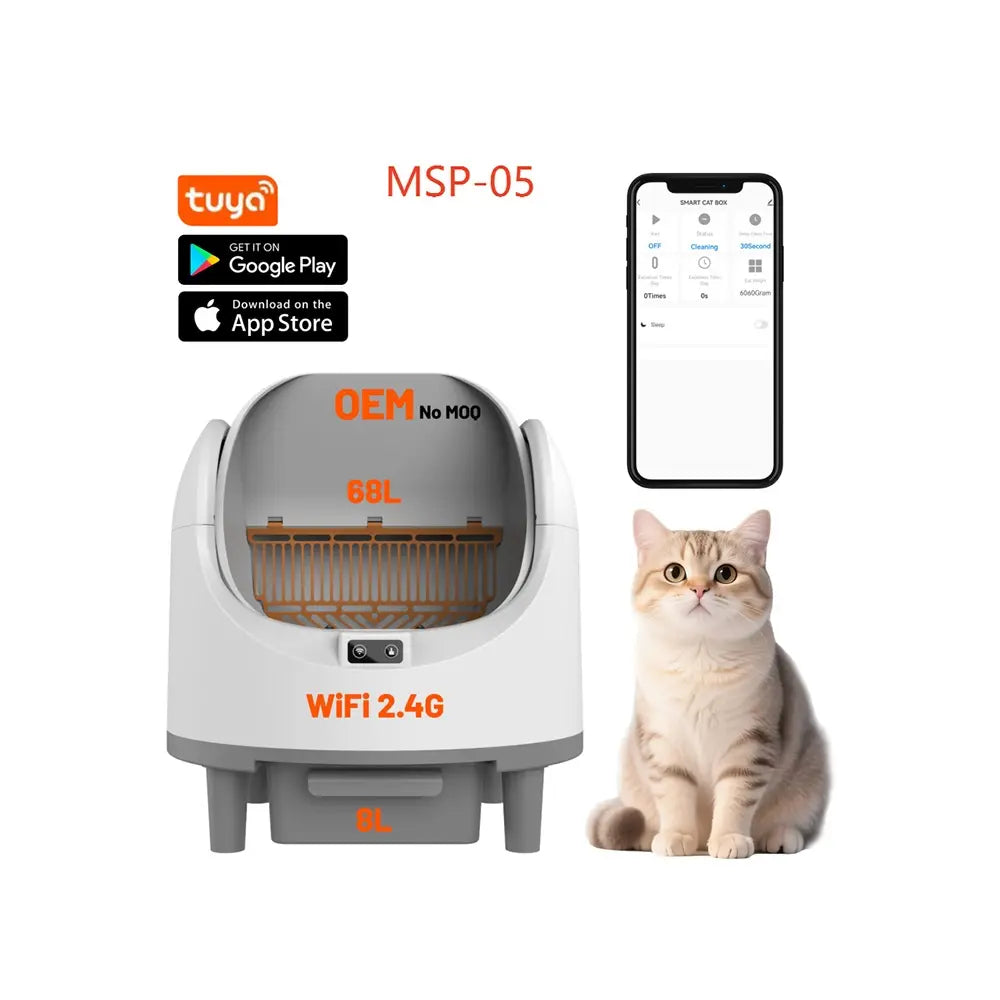 65L Smart Self-Cleaning Cat Litter Box with App Control