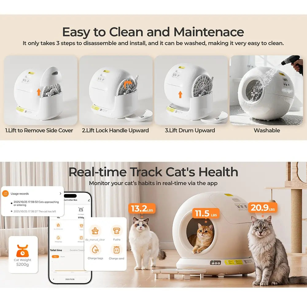 78L+7L Smart Self-Cleaning Cat Litter Box with App