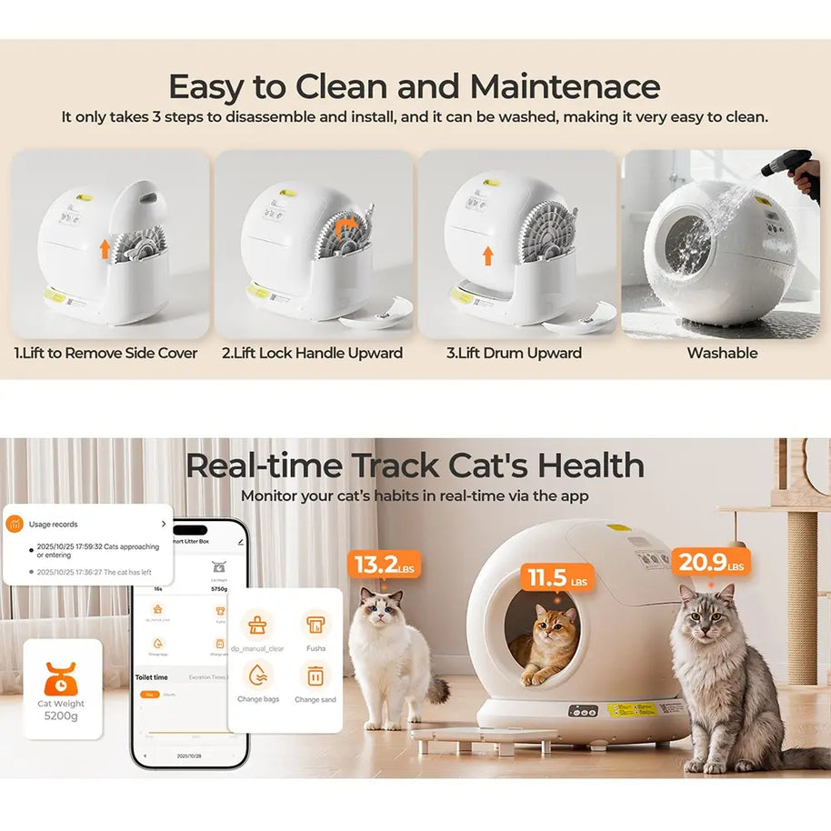 78L+7L Smart Self-Cleaning Cat Litter Box with App