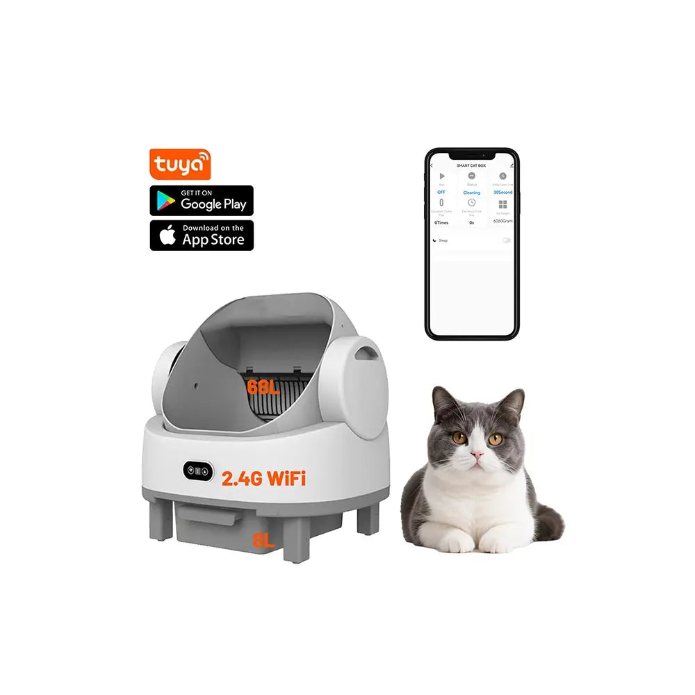 68L Smart Self-Cleaning Cat Litter Box with WiFi & Odor Control