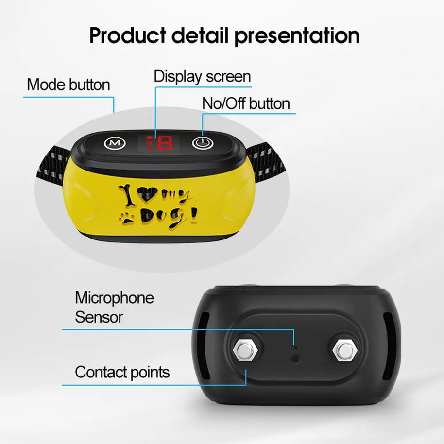 Anti-Bark Dog Collar with Vibration & Shock Control