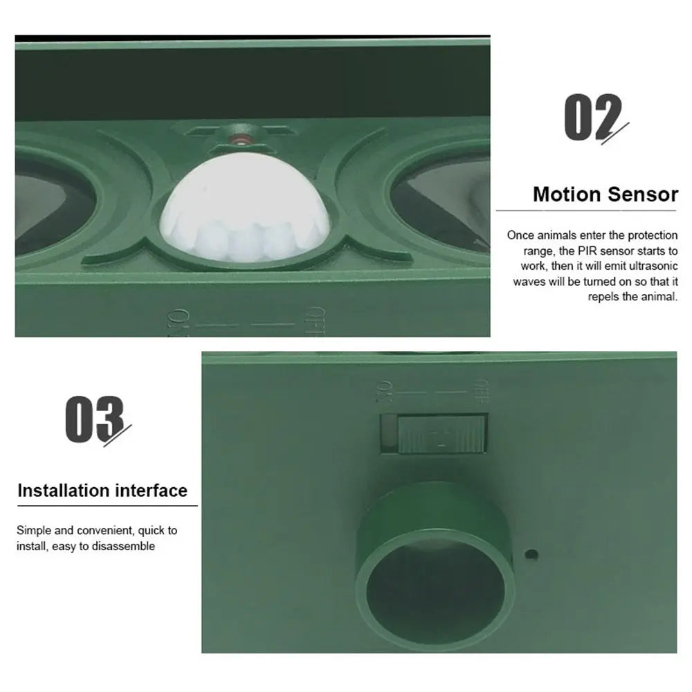 Solar Waterproof Ultrasonic Animal Repeller for Yard