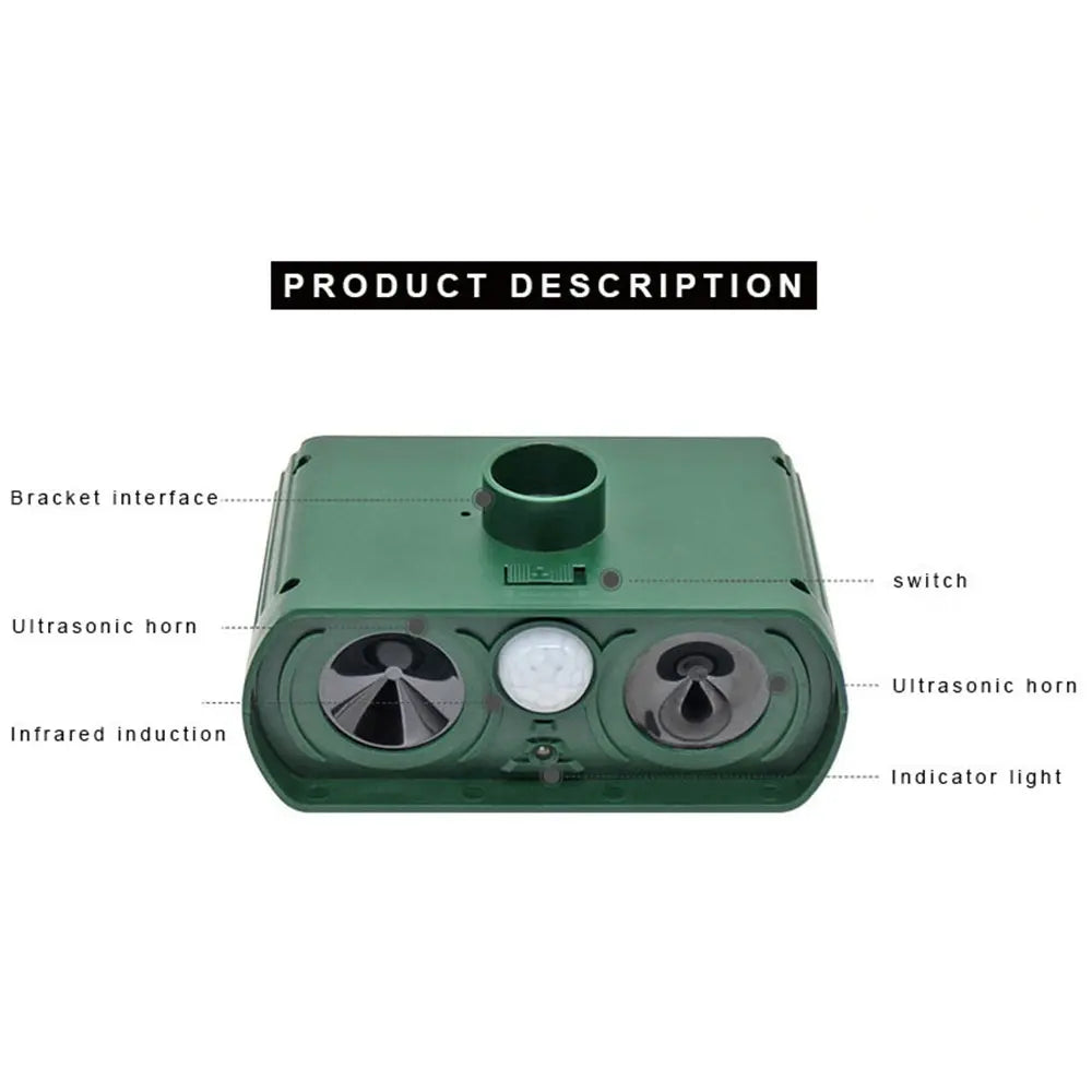 Solar Waterproof Ultrasonic Animal Repeller for Yard